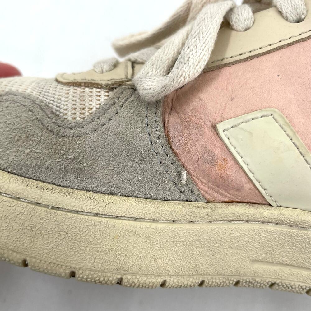 Veja V-10 Multico Colorblock Sneaker Suede Leather Pastel Pink Blue Cream Size 8 - Picture 14 of 16